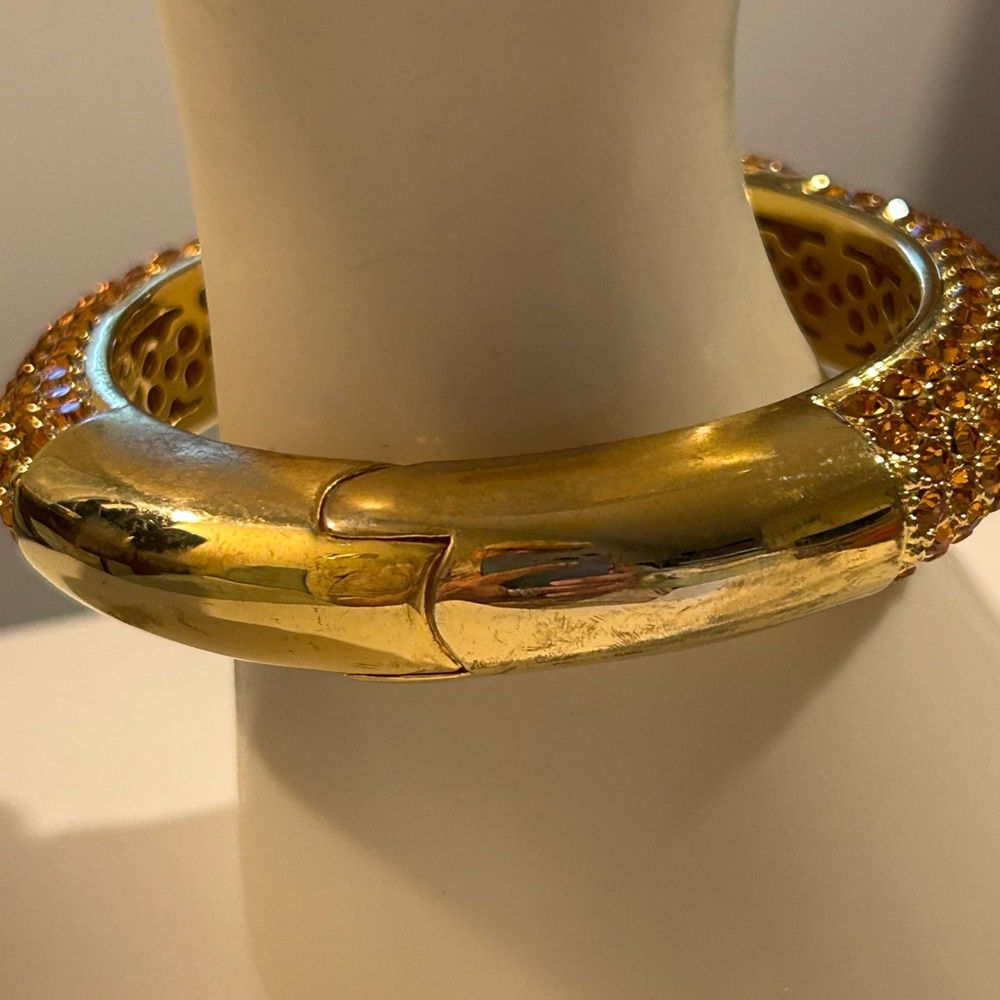 Vintage Joan Boyce Gold Tone & Orange Citrine Jeweled Bracelet - Picture 5 of 14